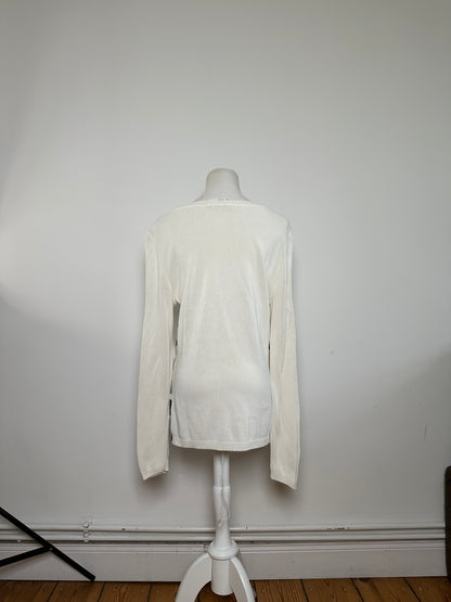 Vintage Salvatore Ferragamo Striped Knit Top Cream Black XL