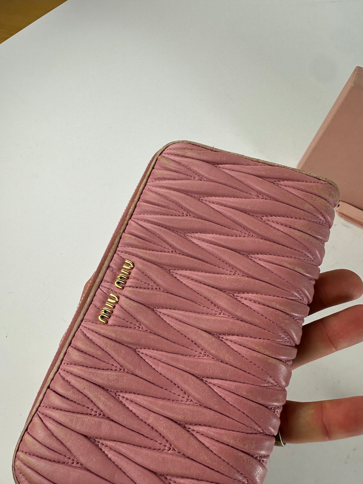 Vintage Miu Miu Metallasse Leather wallet Pink
