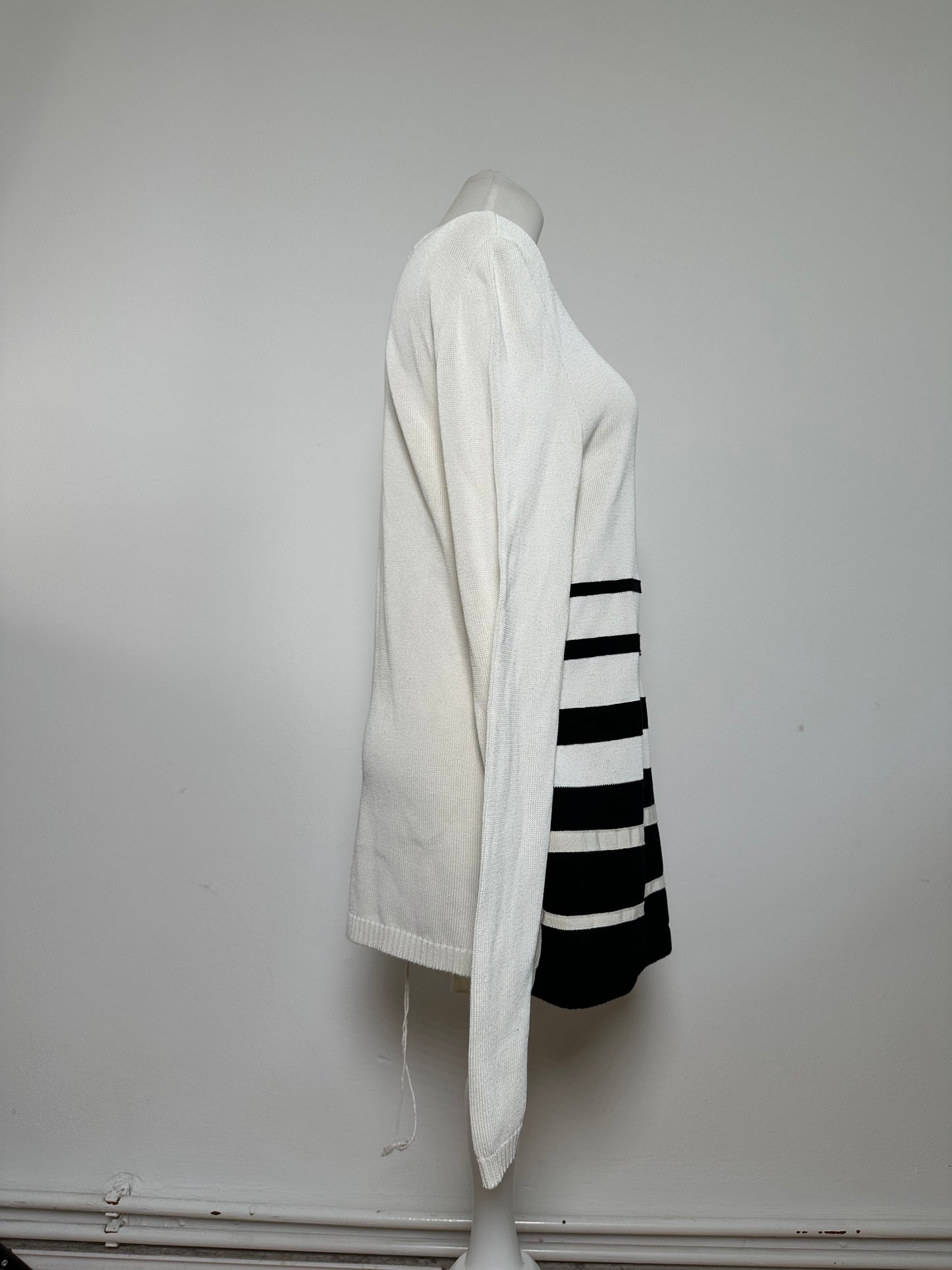 Vintage Salvatore Ferragamo Striped Knit Top Cream Black XL