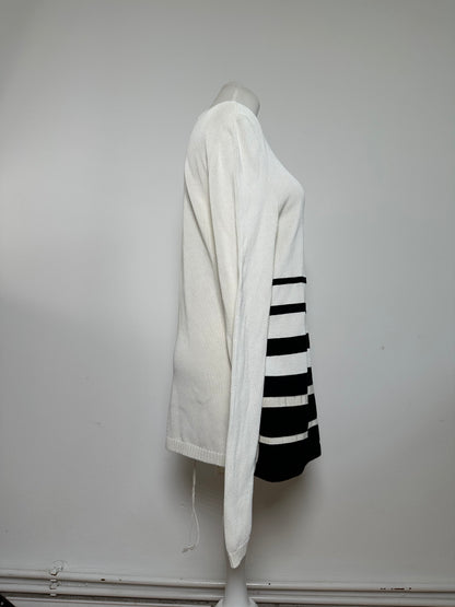 Vintage Salvatore Ferragamo Striped Knit Top Cream Black XL