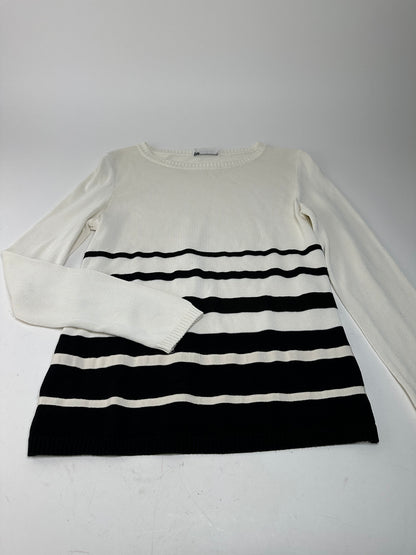 Vintage Salvatore Ferragamo Striped Knit Top Cream Black XL