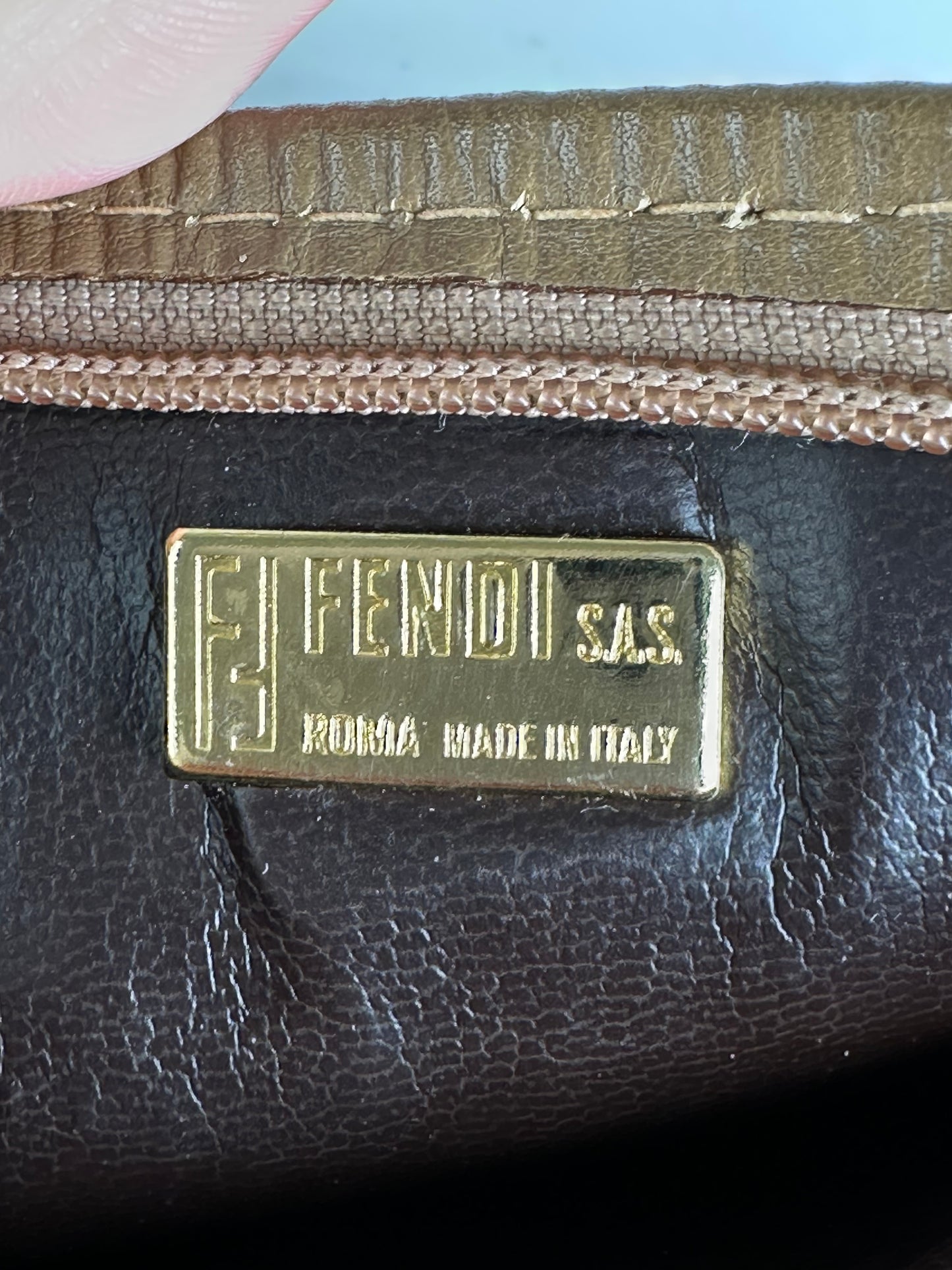 Vintage Fendi FF Monogram Canvas Zip Wallet Brown Beige