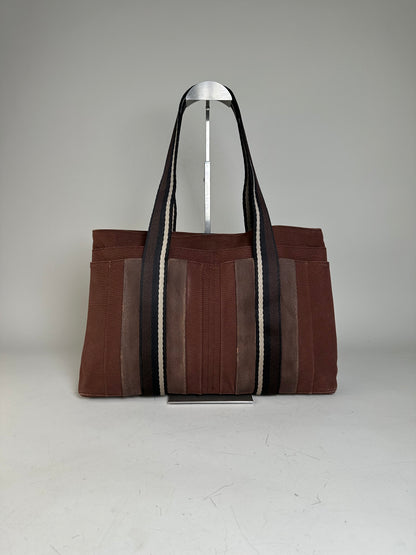 Vintage Hermes Canvas Tote Bag Brown Beige Taupe