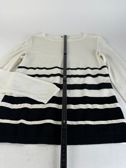 Vintage Salvatore Ferragamo Striped Knit Top Cream Black XL