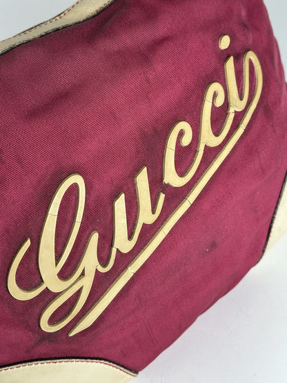 Vintage Gucci logo handbag purple white