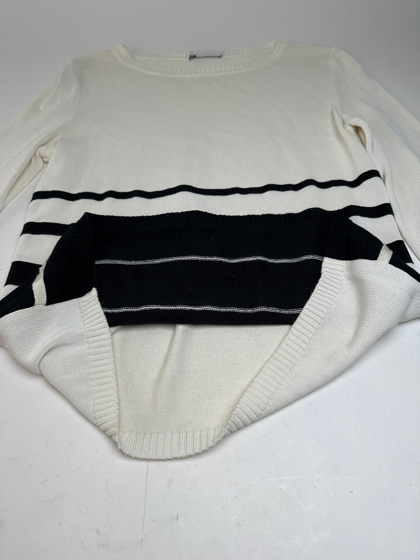 Vintage Salvatore Ferragamo Striped Knit Top Cream Black XL