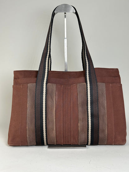 Vintage Hermes Canvas Tote Bag Brown Beige Taupe