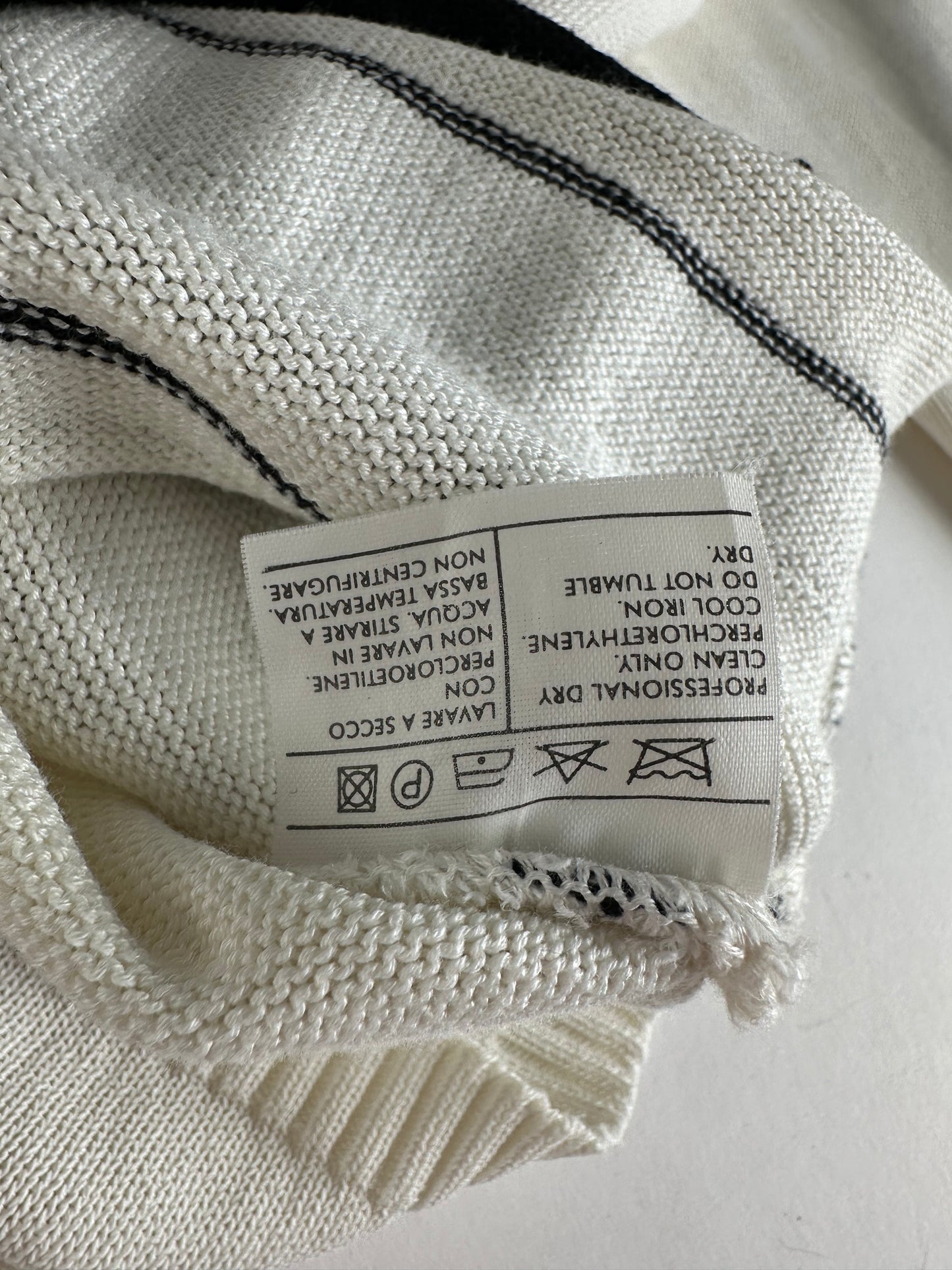 Vintage Salvatore Ferragamo Striped Knit Top Cream Black XL