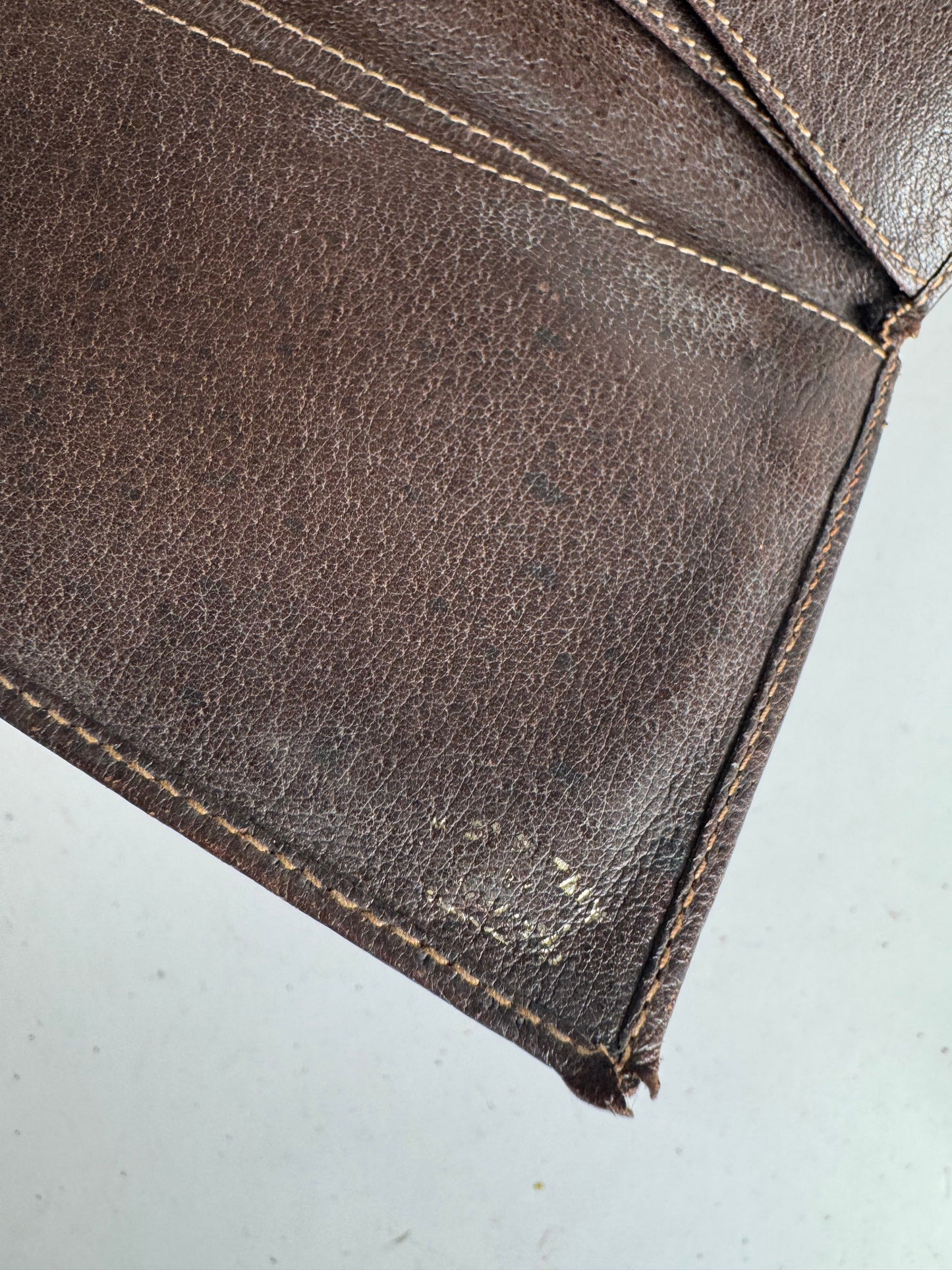 Vintage Gucci Monogram Leather Wallet Grey Brown