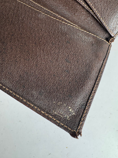 Vintage Gucci Monogram Leather Wallet Grey Brown