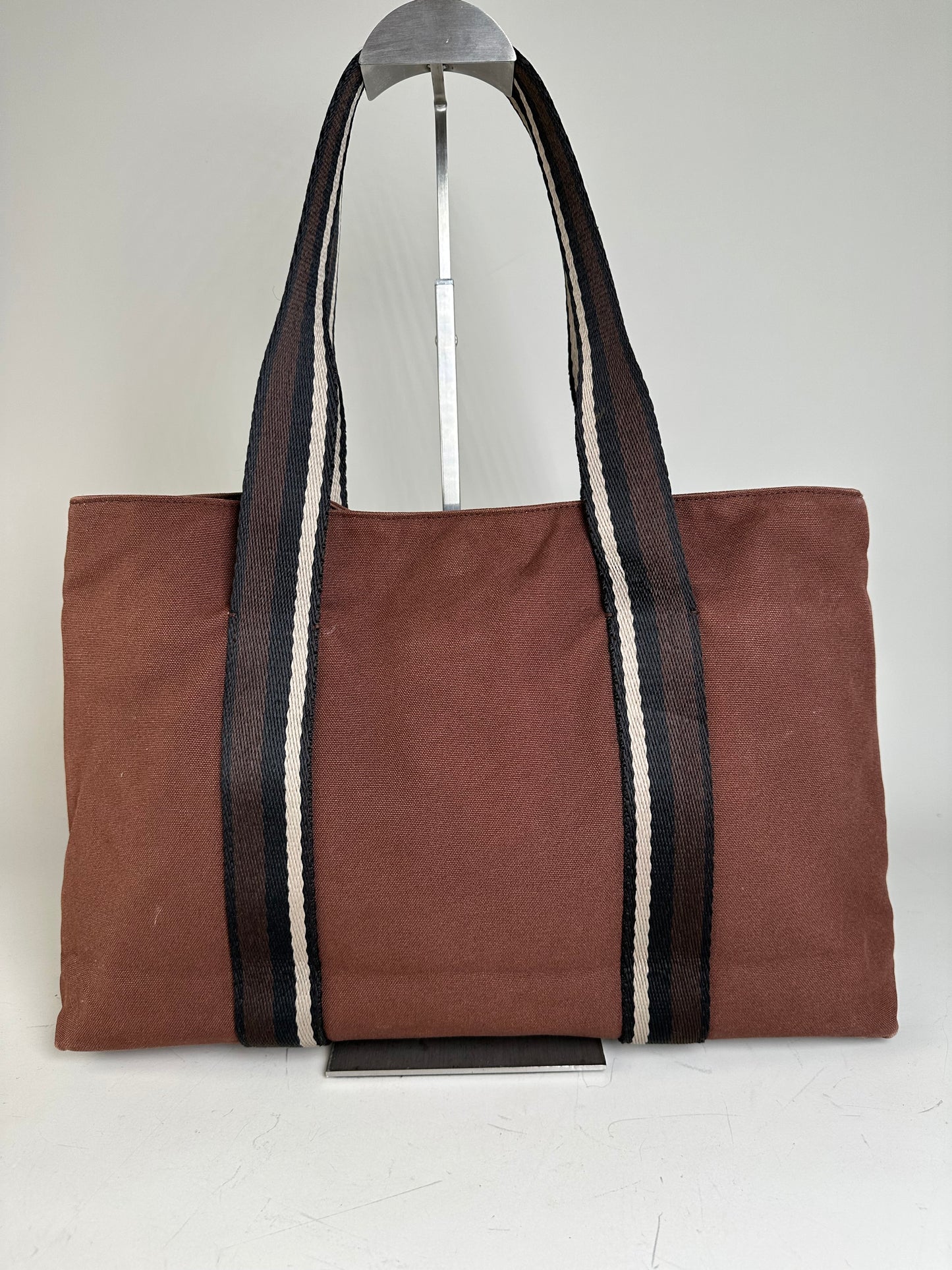 Vintage Hermes Canvas Tote Bag Brown Beige Taupe