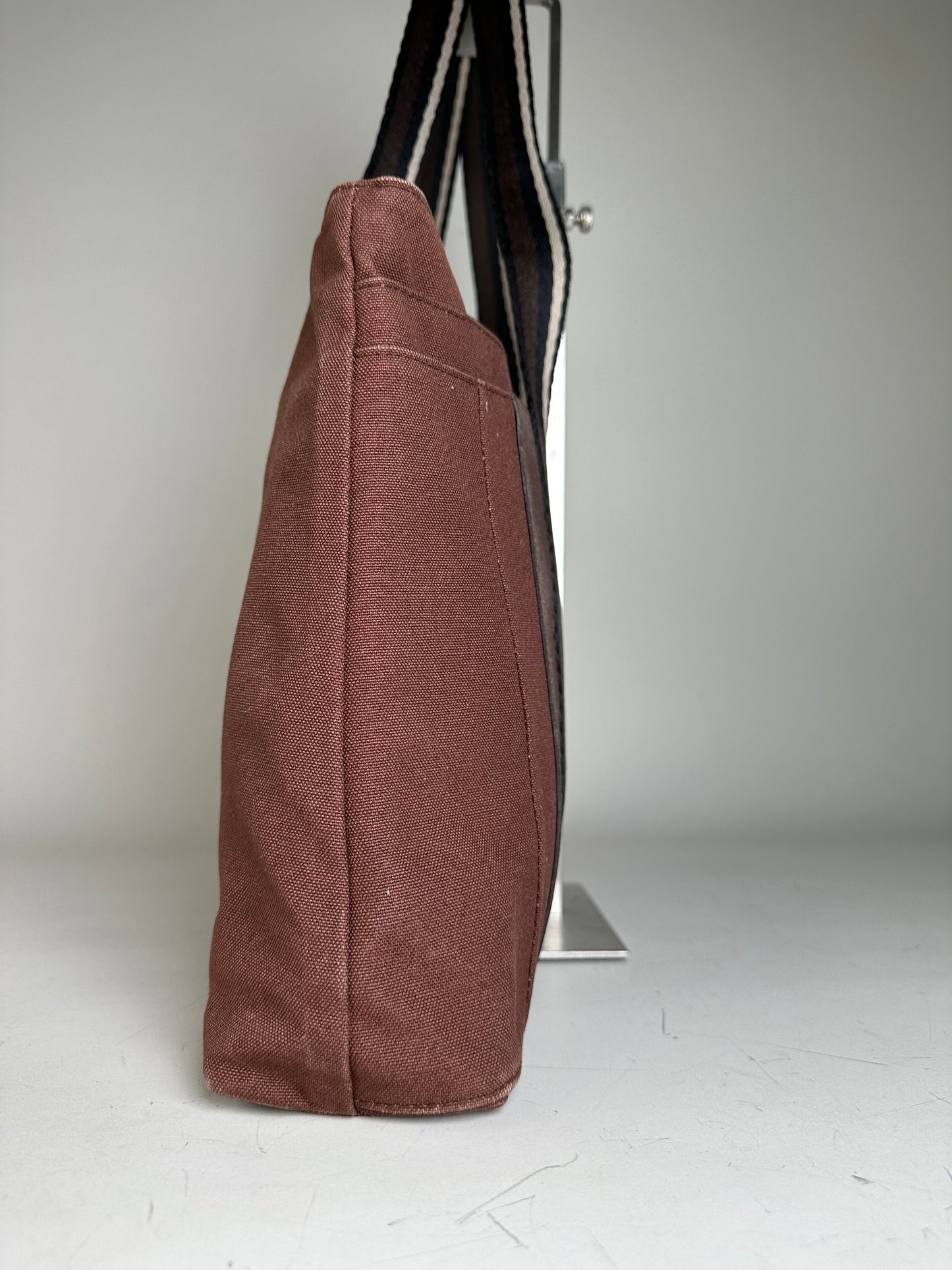 Vintage Hermes Canvas Tote Bag Brown Beige Taupe