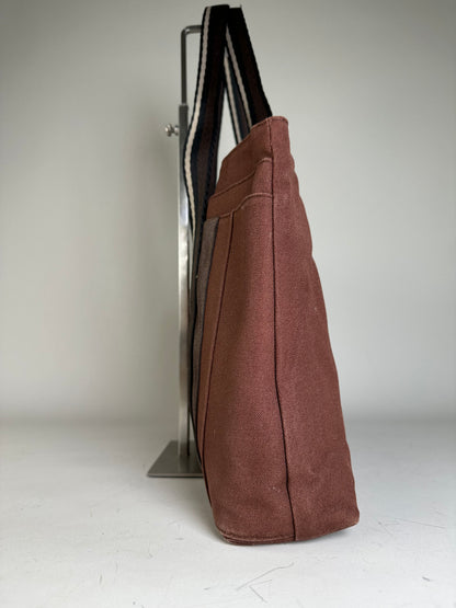 Vintage Hermes Canvas Tote Bag Brown Beige Taupe