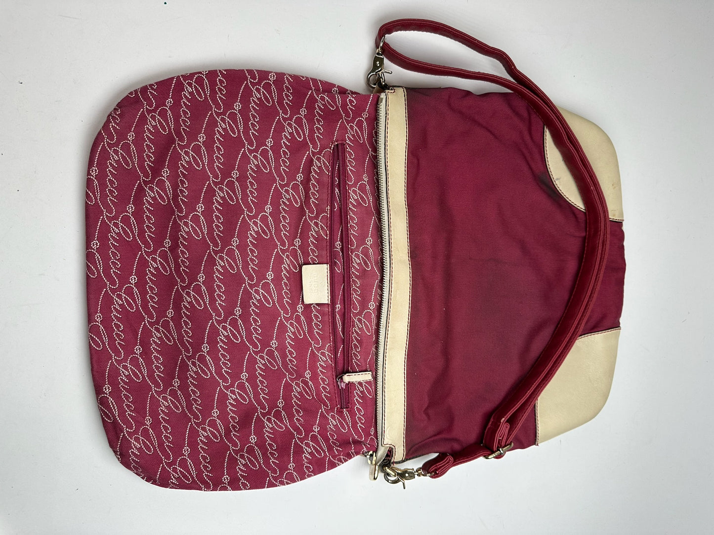 Vintage Gucci logo handbag purple white