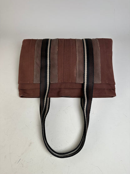 Vintage Hermes Canvas Tote Bag Brown Beige Taupe