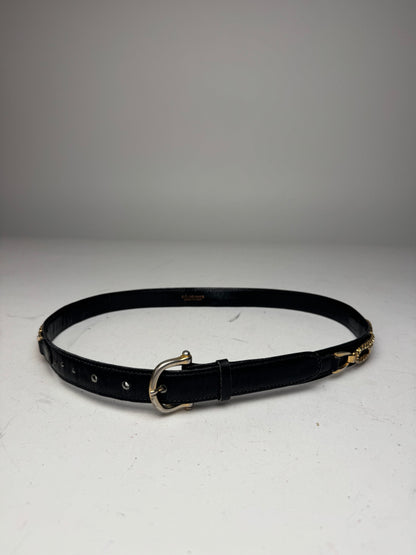 Vintage Celine Paris Leather Belt Black