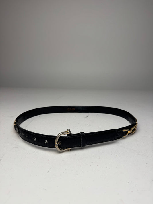 Vintage Celine Paris Leather Belt Black