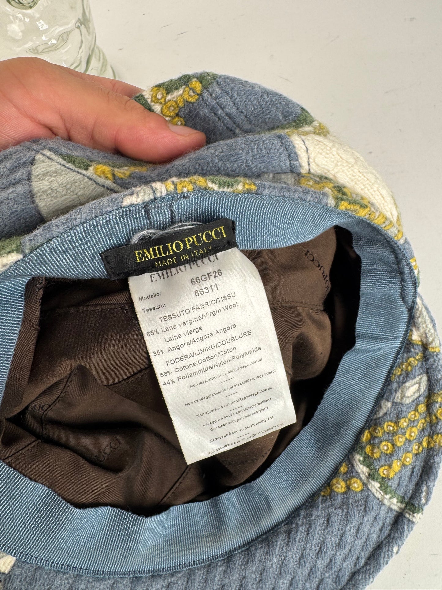 Vintage Emilio pucci Wool hat Blue white yellow