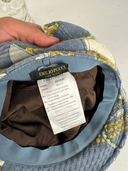 Vintage Emilio pucci Wool hat Blue white yellow