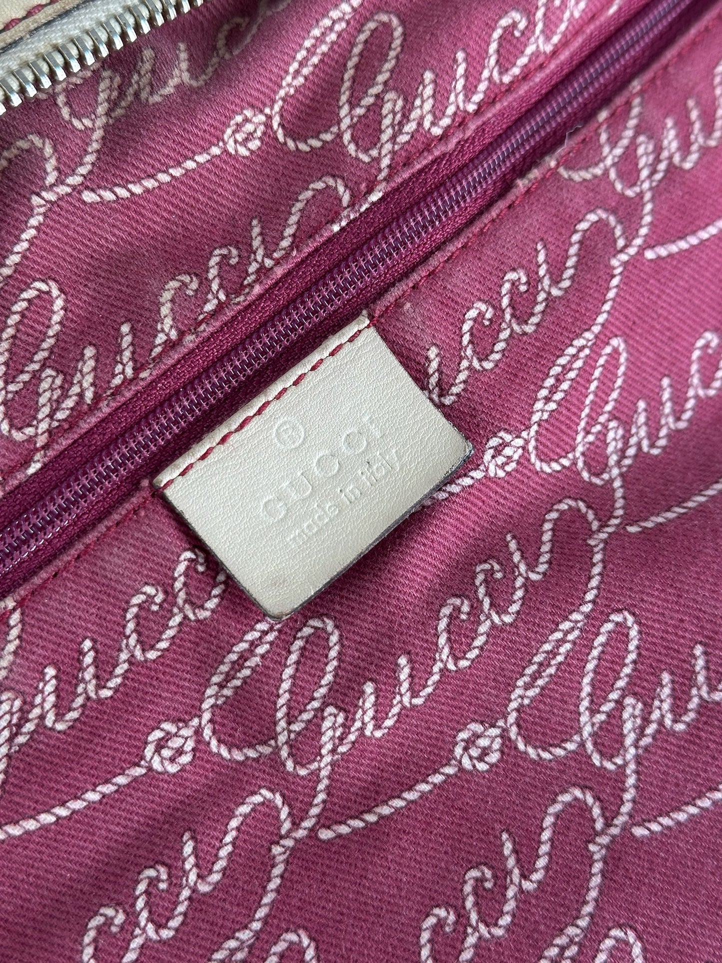 Vintage Gucci logo handbag purple white