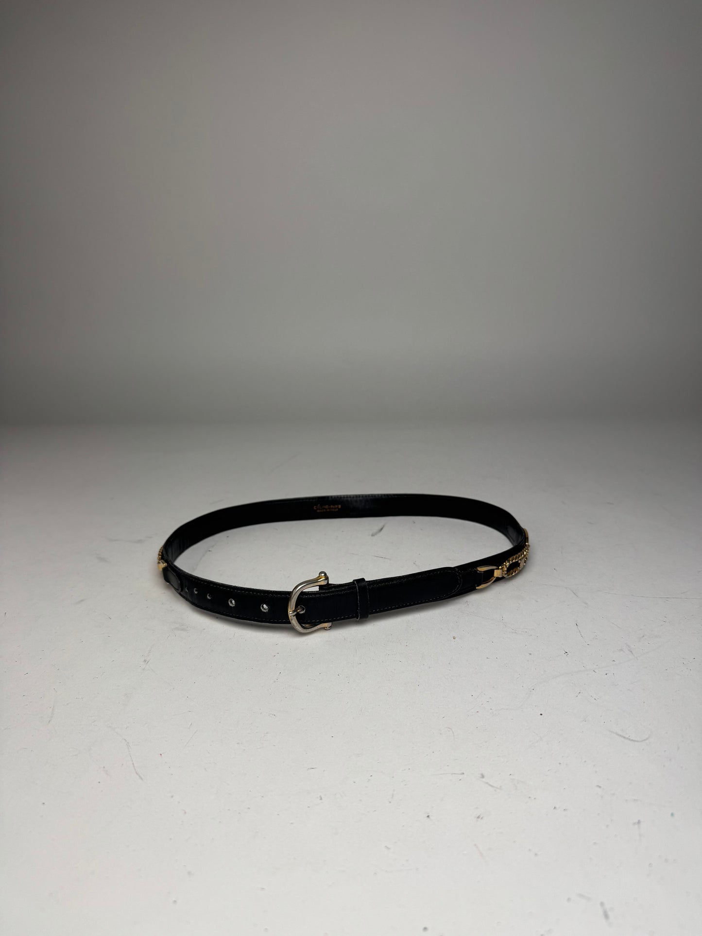 Vintage Celine Paris Leather Belt Black