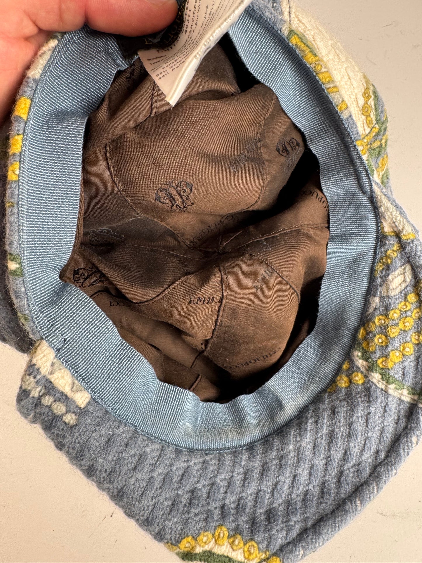 Vintage Emilio pucci Wool hat Blue white yellow