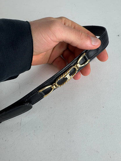 Vintage Celine Paris Leather Belt Black