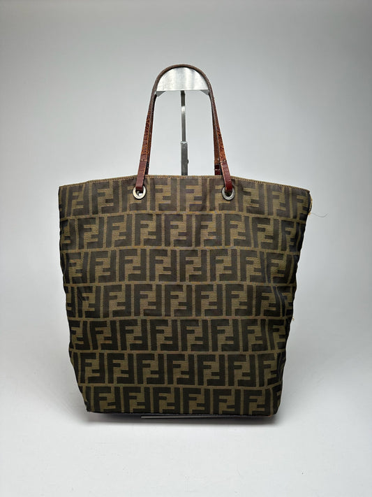 Vintage Fendi Monogram Canvas Shopper khaki brown
