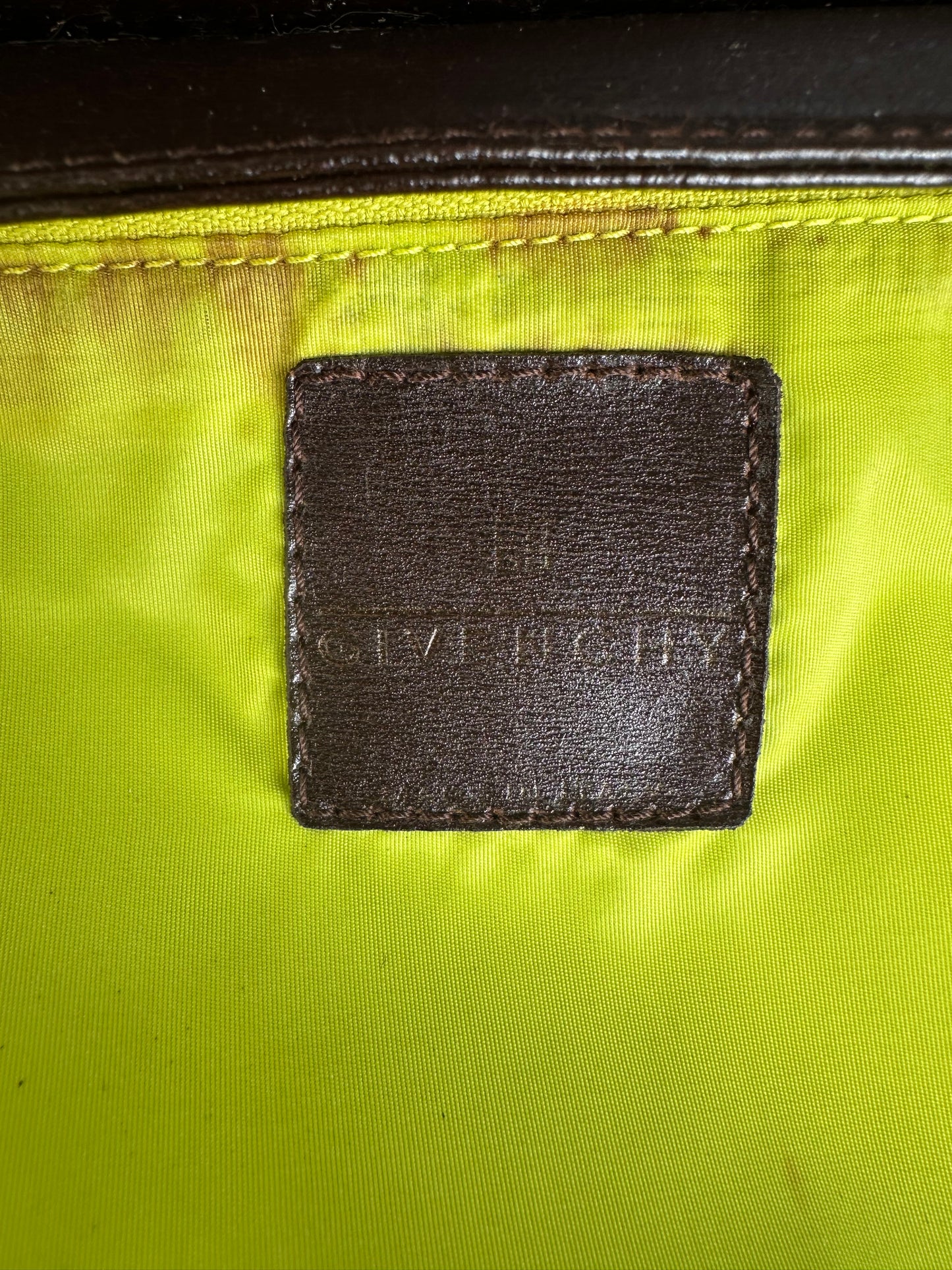 Vintage Givenchy Structured Leather Shoulder Bag Dark Brown Gold