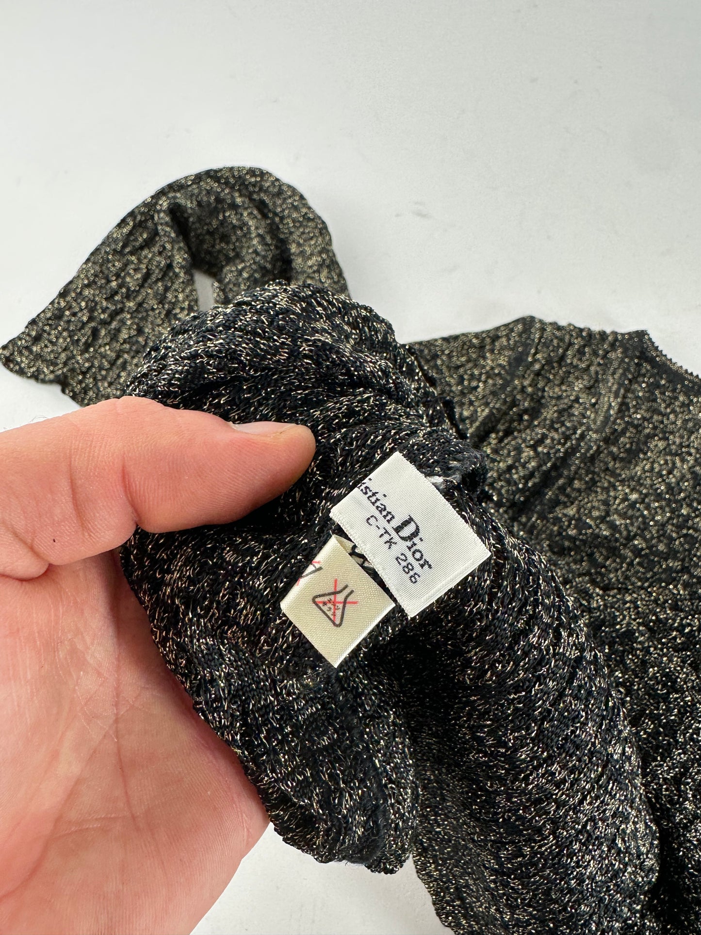 Vintage Dior Crewneck Glitter Sweater Black Gold M