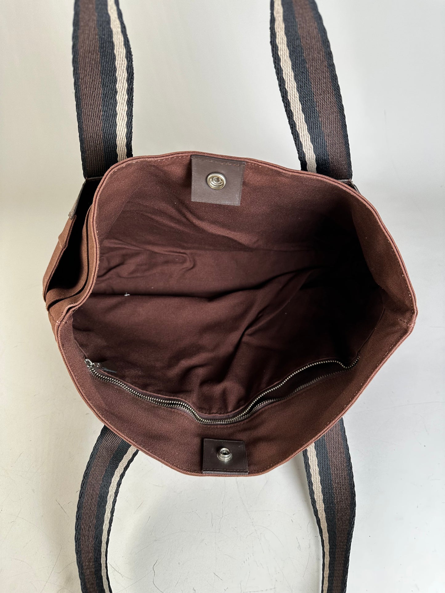 Vintage Hermes Canvas Tote Bag Brown Beige Taupe