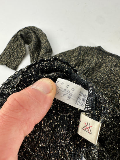 Vintage Dior Crewneck Glitter Sweater Black Gold M