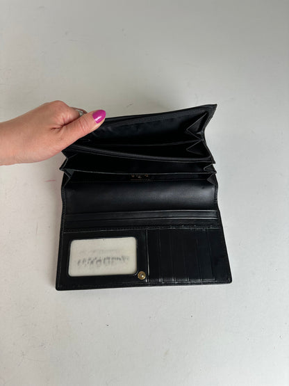 Vintage Vivienne Westwood Orb Long Wallet Black Croc-Embossed Patent Leather