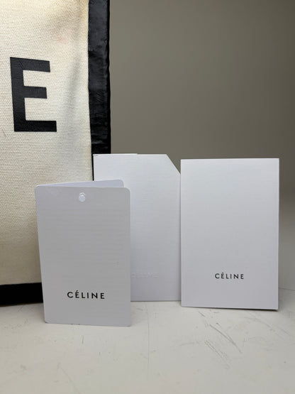 Vintage Celine Canvas Leather Trim Pouch Cream Black