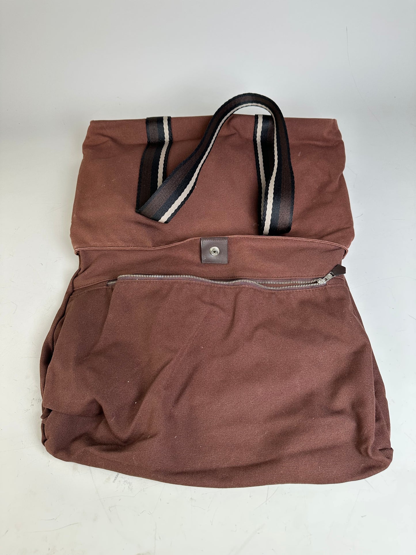 Vintage Hermes Canvas Tote Bag Brown Beige Taupe