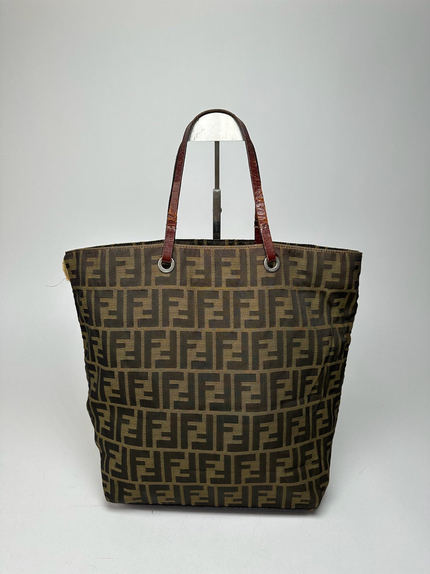 Vintage Fendi Monogram Canvas Shopper khaki brown