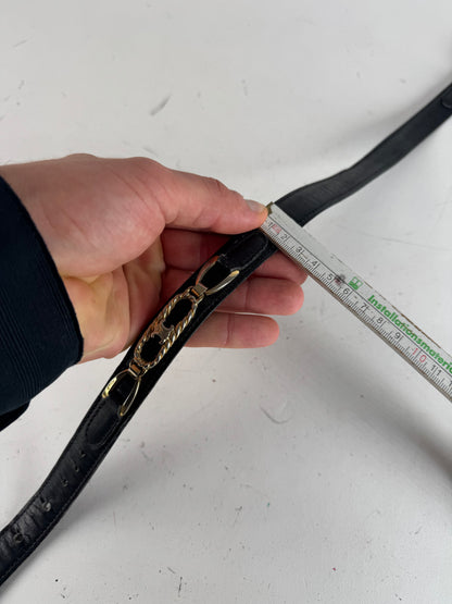 Vintage Celine Paris Leather Belt Black