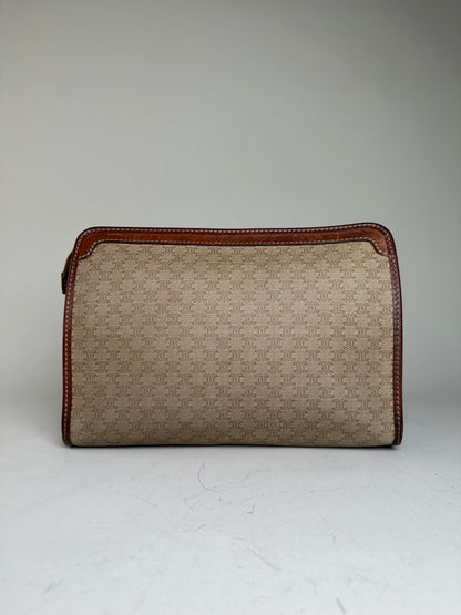 Vintage Celine Macadam Canvas Clutch Beige Brown