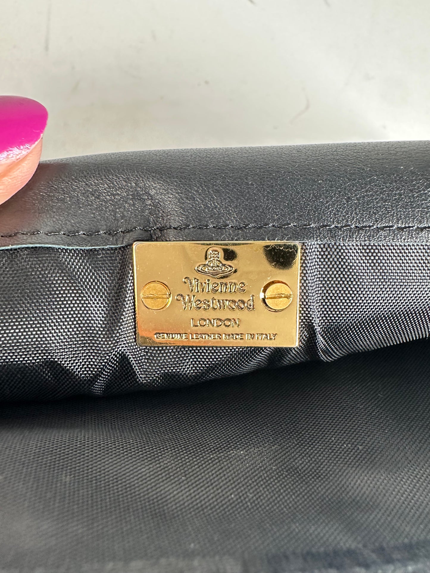 Vintage Vivienne Westwood Orb Long Wallet Black Croc-Embossed Patent Leather