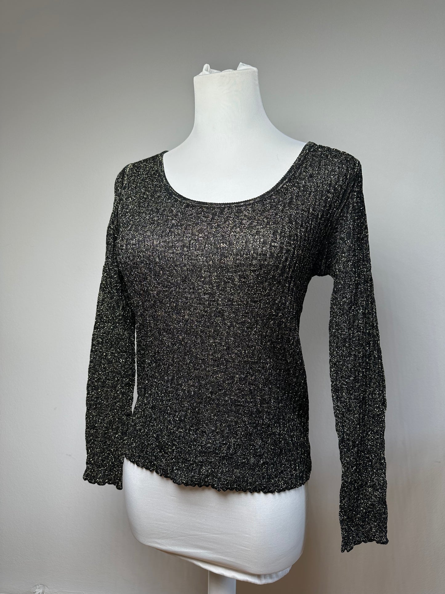 Vintage Dior Crewneck Glitter Sweater Black Gold M