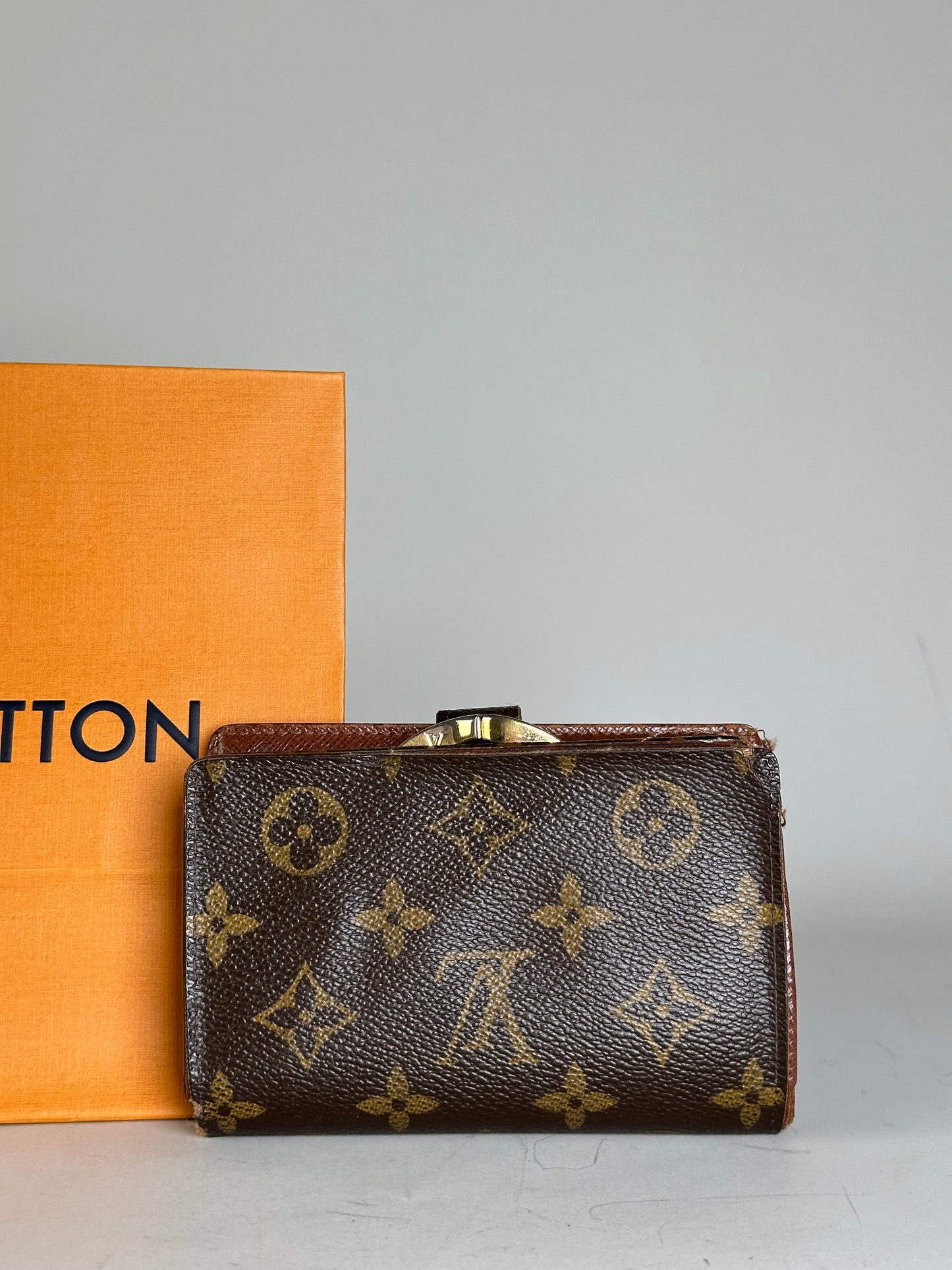 Vintage Louis Vuitton Monogram Canvas Wallet Brown Gold