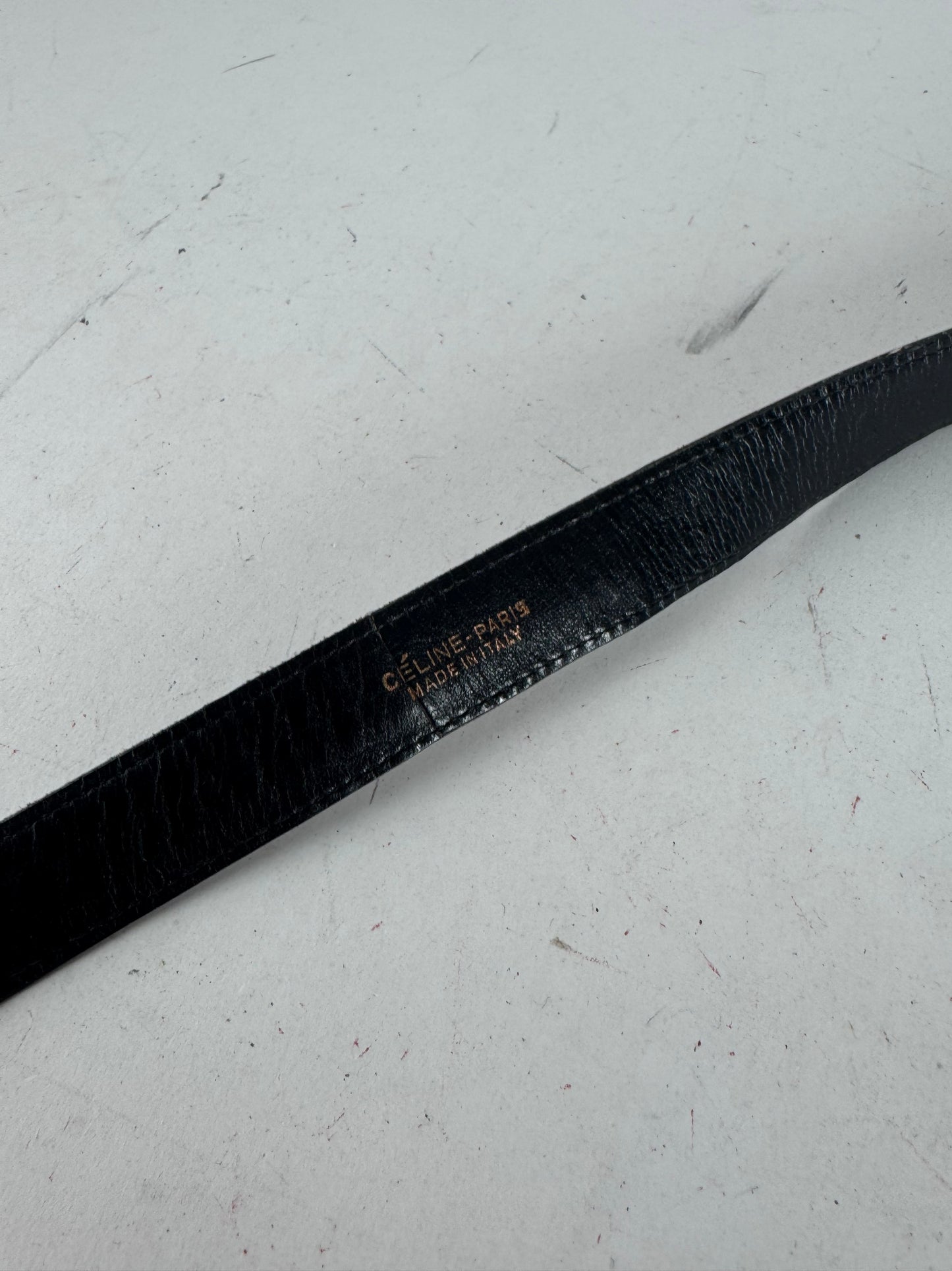 Vintage Celine Paris Leather Belt Black