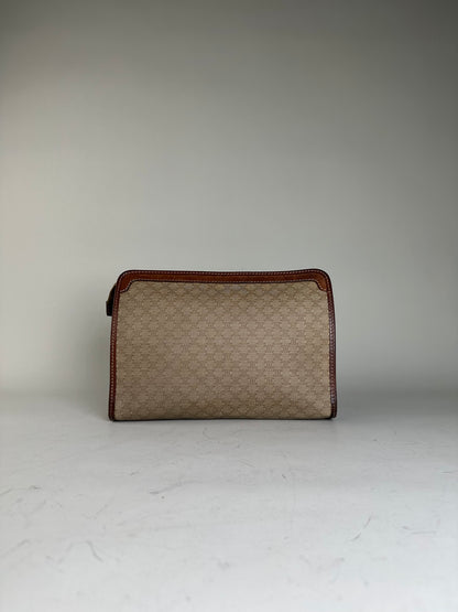 Vintage Celine Macadam Canvas Clutch Beige Brown