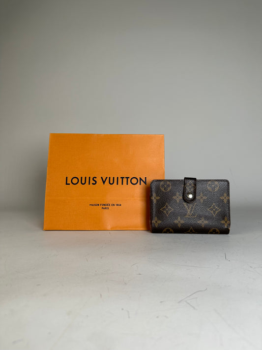Vintage Louis Vuitton Monogram Canvas Wallet Brown Gold