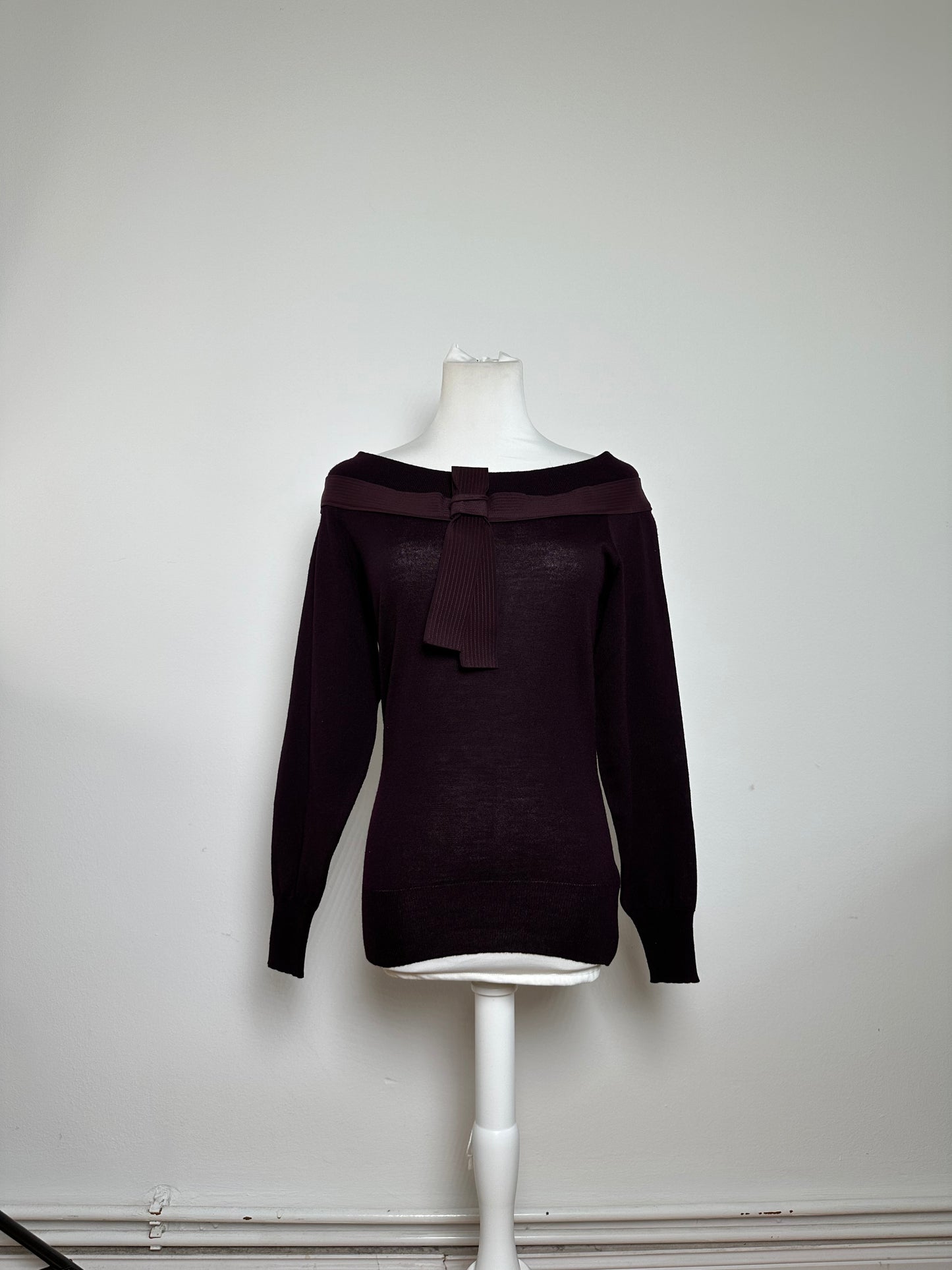 Vintage Versace Off-Shoulder Knit Sweater Purple S