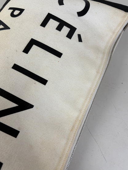 Vintage Celine Canvas Leather Trim Pouch Cream Black