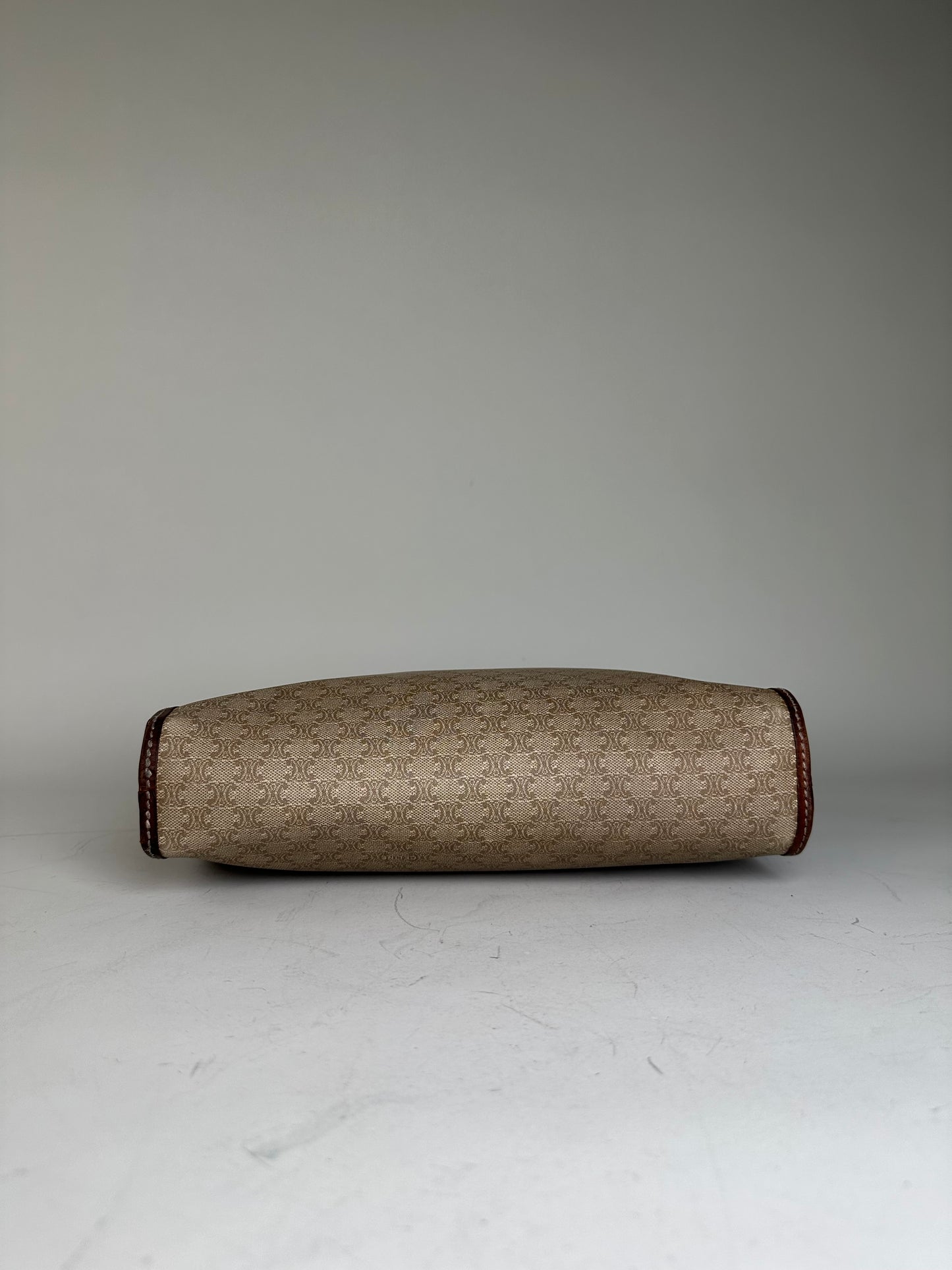 Vintage Celine Macadam Canvas Clutch Beige Brown