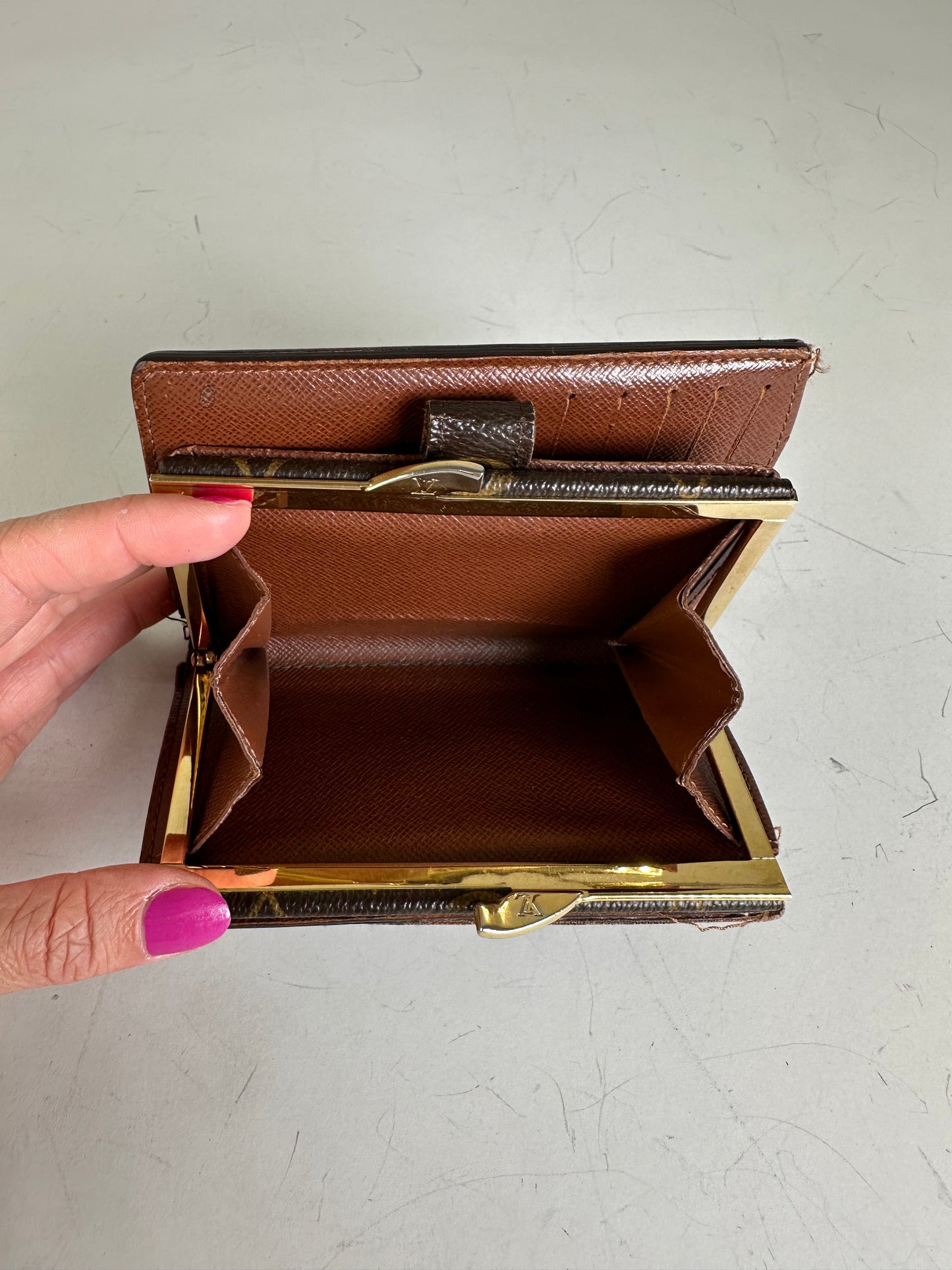 Vintage Louis Vuitton Monogram Canvas Wallet Brown Gold