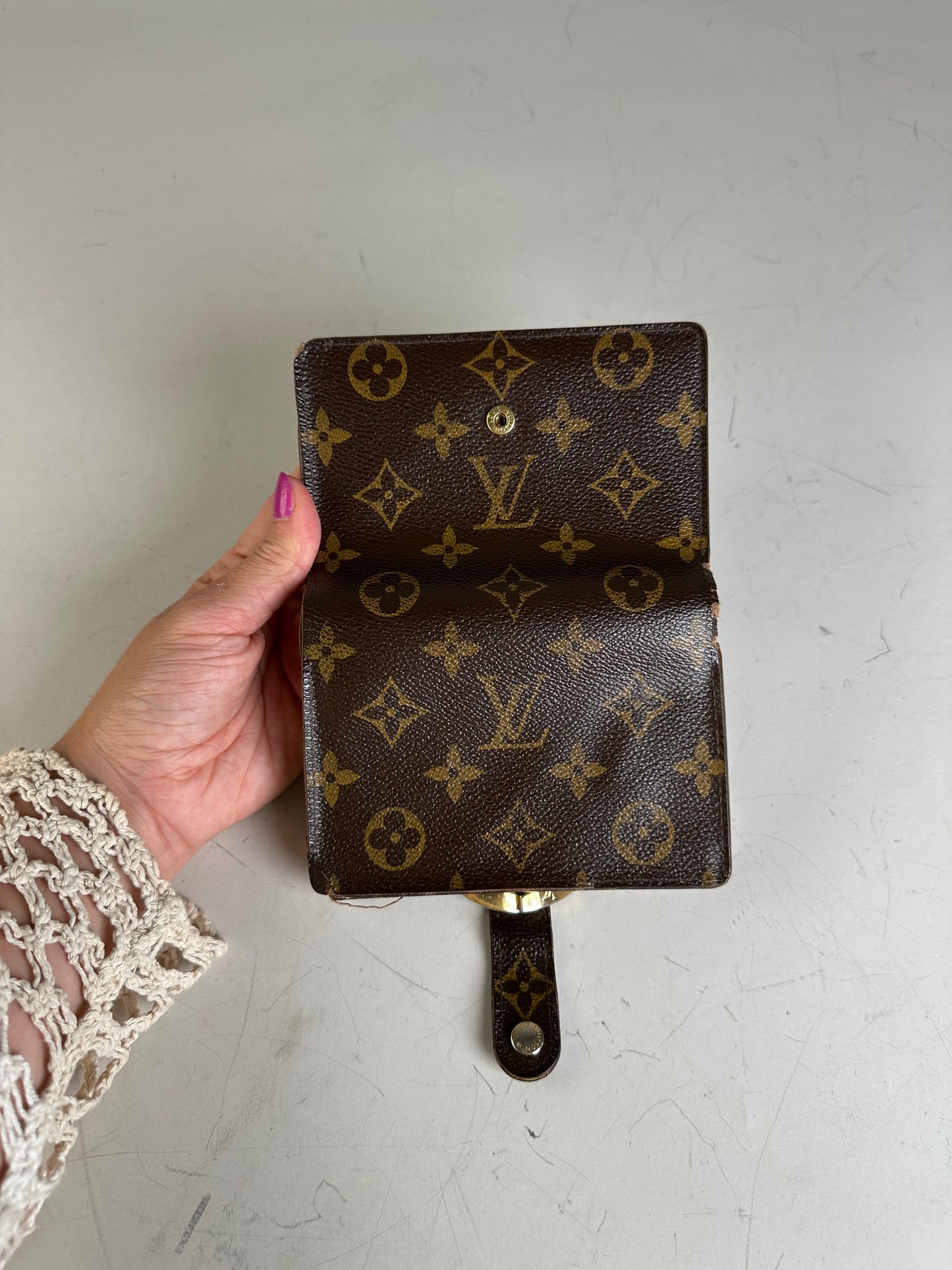 Vintage Louis Vuitton Monogram Canvas Wallet Brown Gold