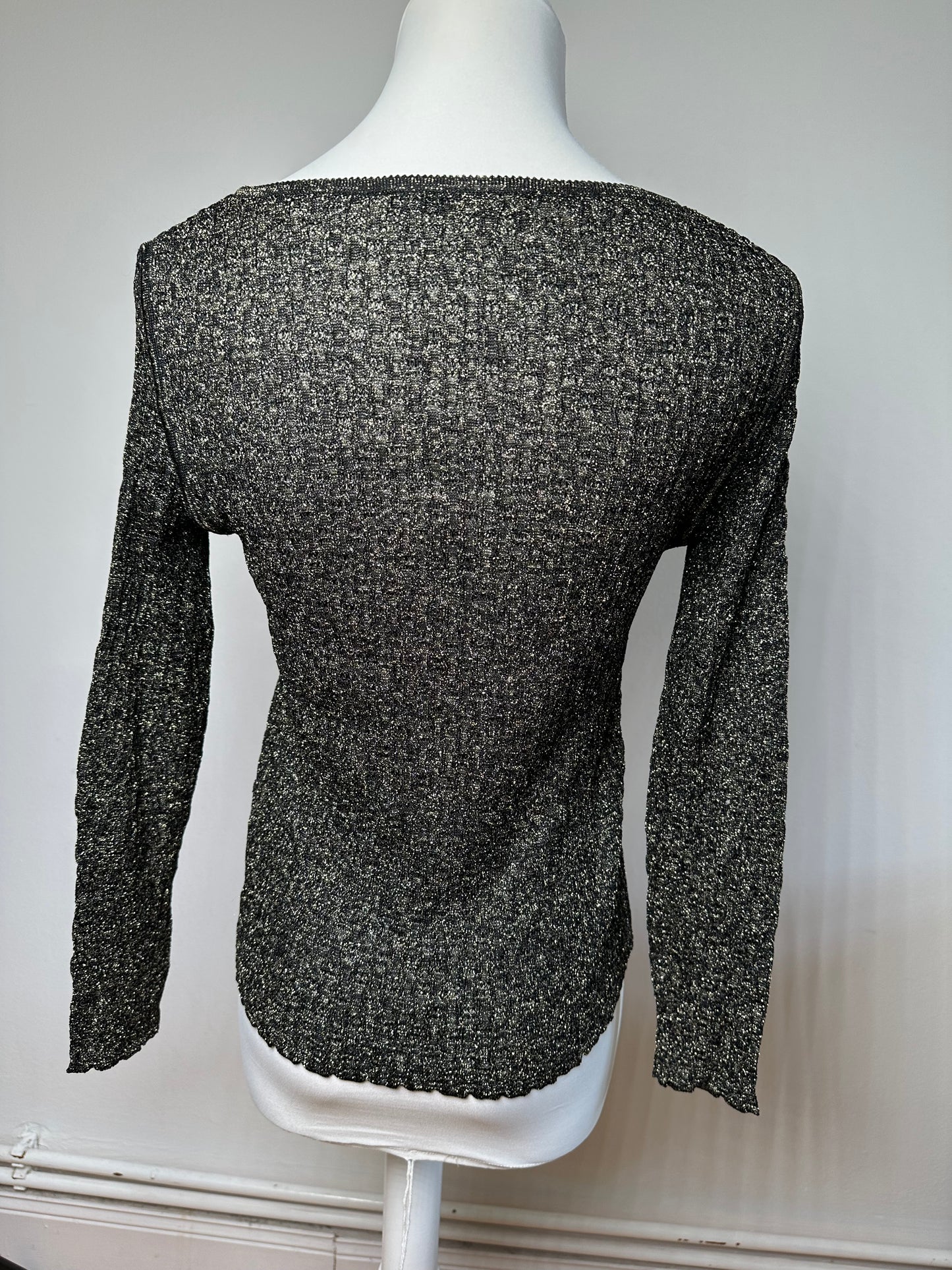 Vintage Dior Crewneck Glitter Sweater Black Gold M